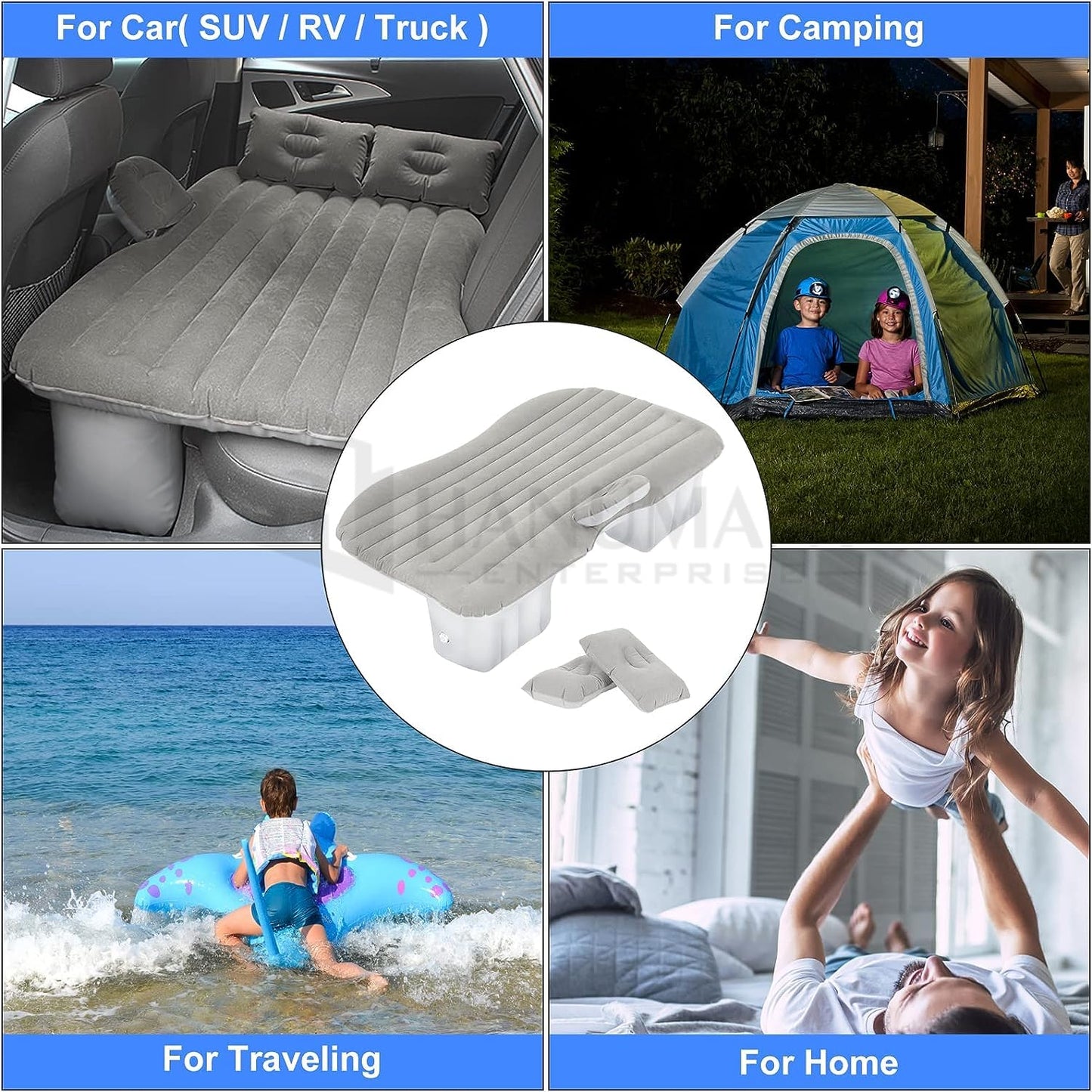 Premium Car Inflatable Bed with Pump & 2 Air Pillow
